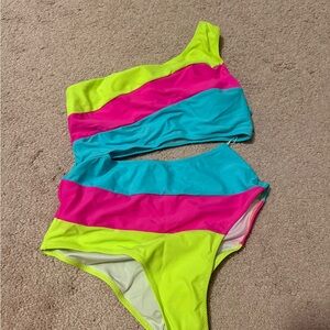 Vibrant One-Shoulder Swim One Piece